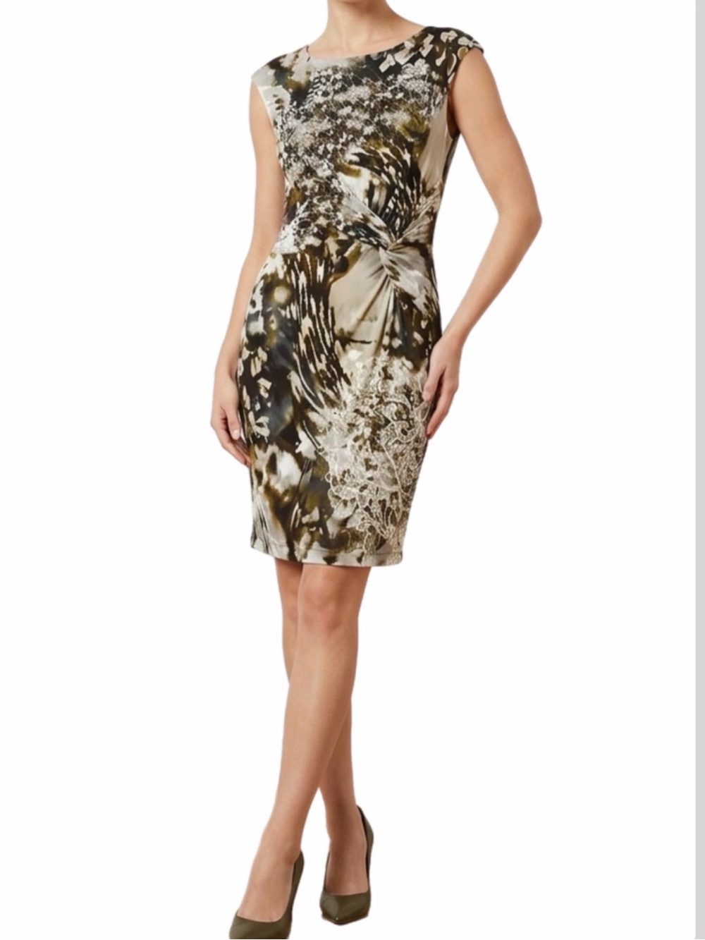 Muse Abstract Print Knot-Front Flattering, Whimsygoth Sheath Dress Size 6